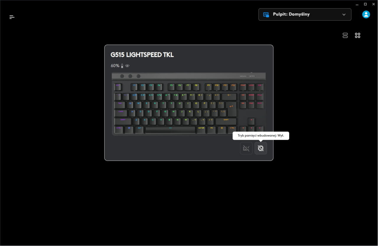 G515 LIGHTSPEED TKL klawiatura z podświetleniem RGB na czarnym tle.