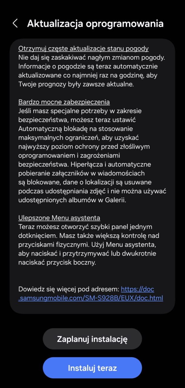 aktualizacja one ui 6.1.1 na galaxy s24 ultra