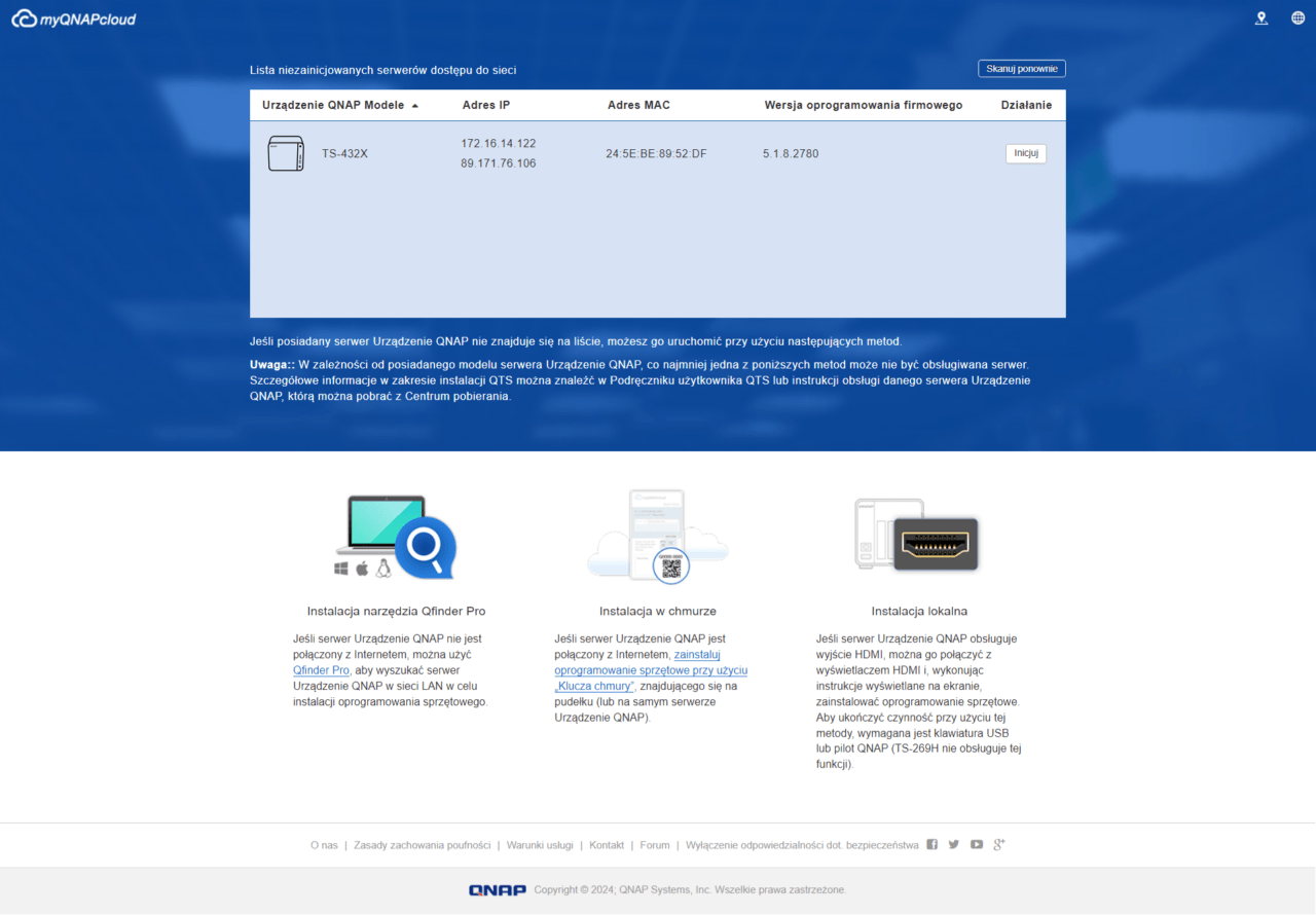 QNAP TS-432X instalacja