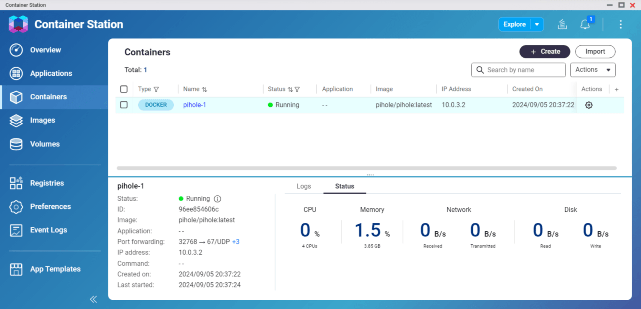 QNAP TS-432X Container station