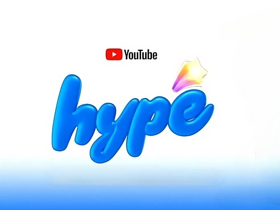 Logo YouTube Hype na białym tle z gradientem koloru niebieskiego na dole.