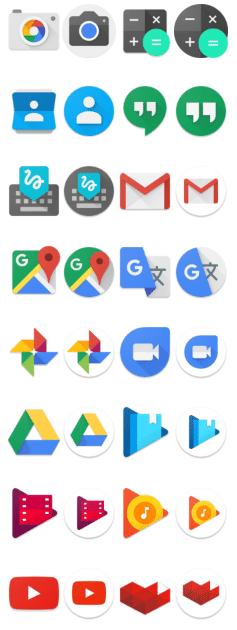Okrągłe ikonki Google