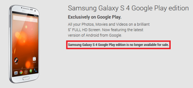 samsung galaxy s4 google play edition koniec