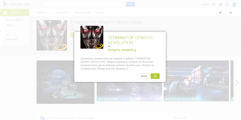 google play zapowiedz wstepna rejestracja terminator genisys