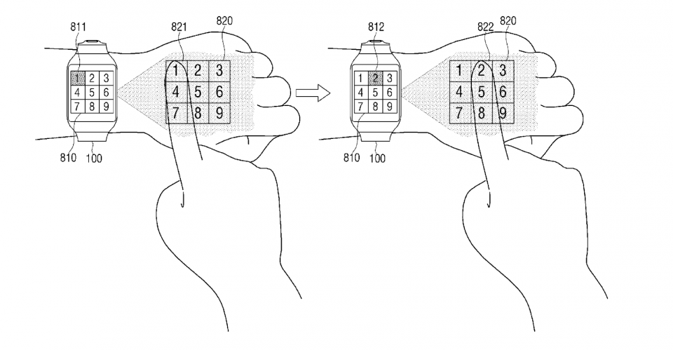 samsung patent smartwatch zegarek projektor